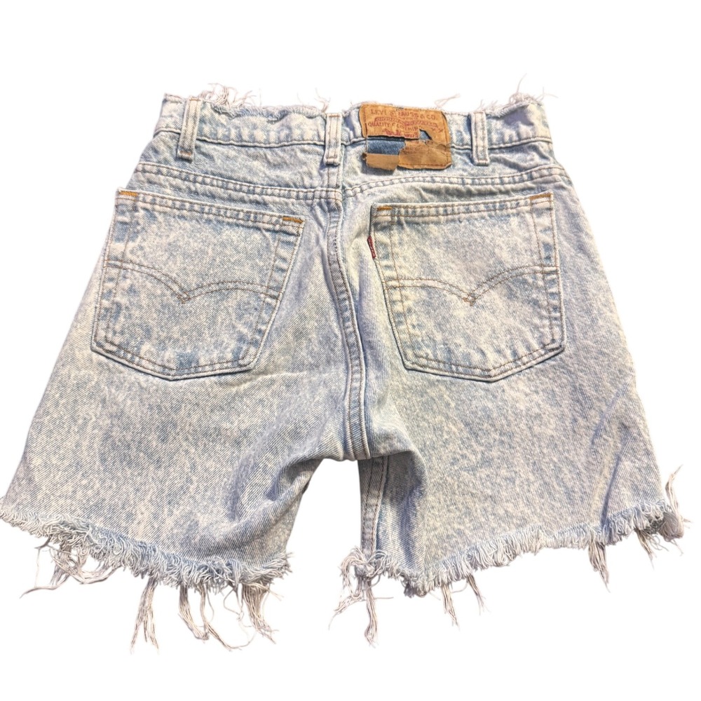 VINTAGE made in‎ US Levi Acid Wash Denim Cutoff Jean Shorts Distressed Frayed 29 - Picture 3 of 6